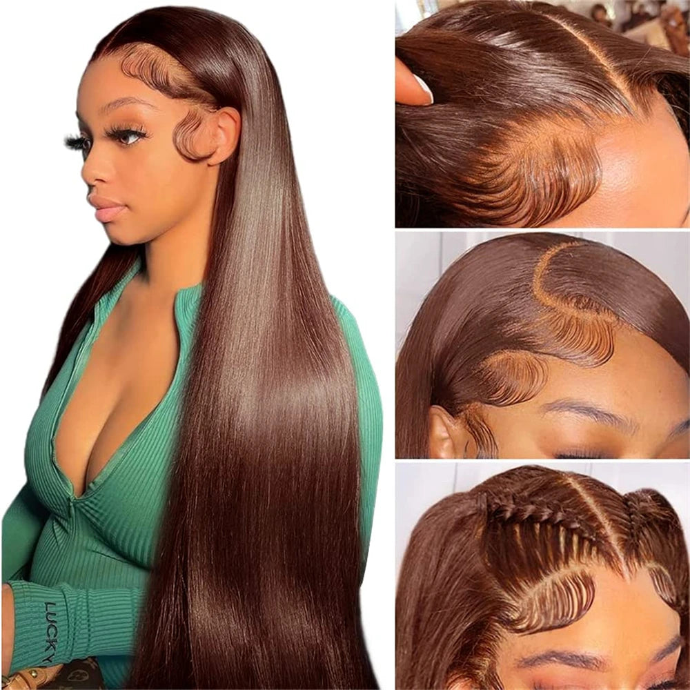 12A Chocolate Brown Straight Human Hair Bundles Closure Frontal Raw Brazilian Tissage