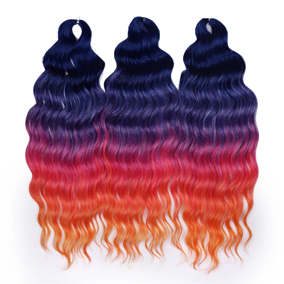 Water Wave Braiding Hair Extensions Ombre Blonde Deep Afro Curl Twist Crochet