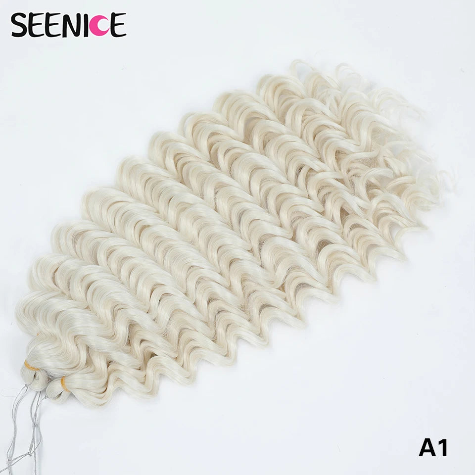 Deep Wavy Twist Synthetic Crochet Hair Afro Curly African Braids Ombre Blonde