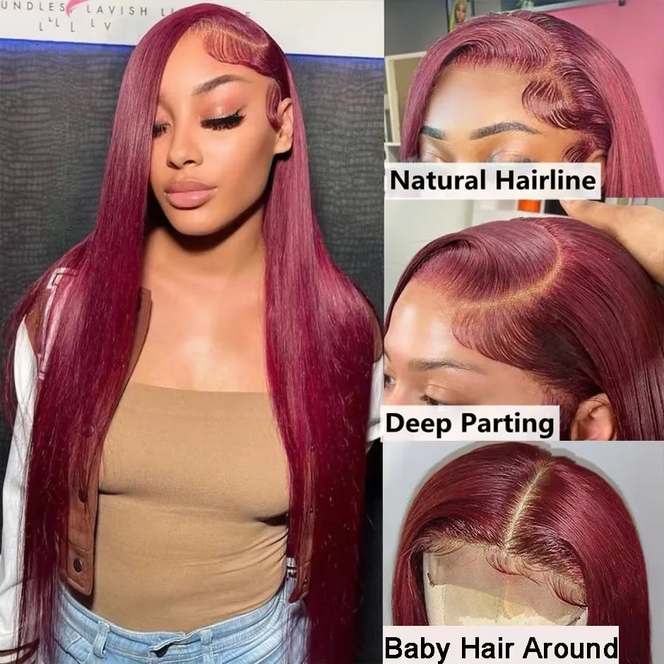 Burgundy Glueless Wigs Human Hair 99J HD Lace Vietnamese Super Double Drown