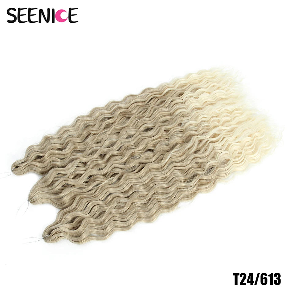 African Curls Synthetic Water Wave Twist Crochet Braiding Hair, Afro Curl, Ombre Blonde Pink Deep Wave