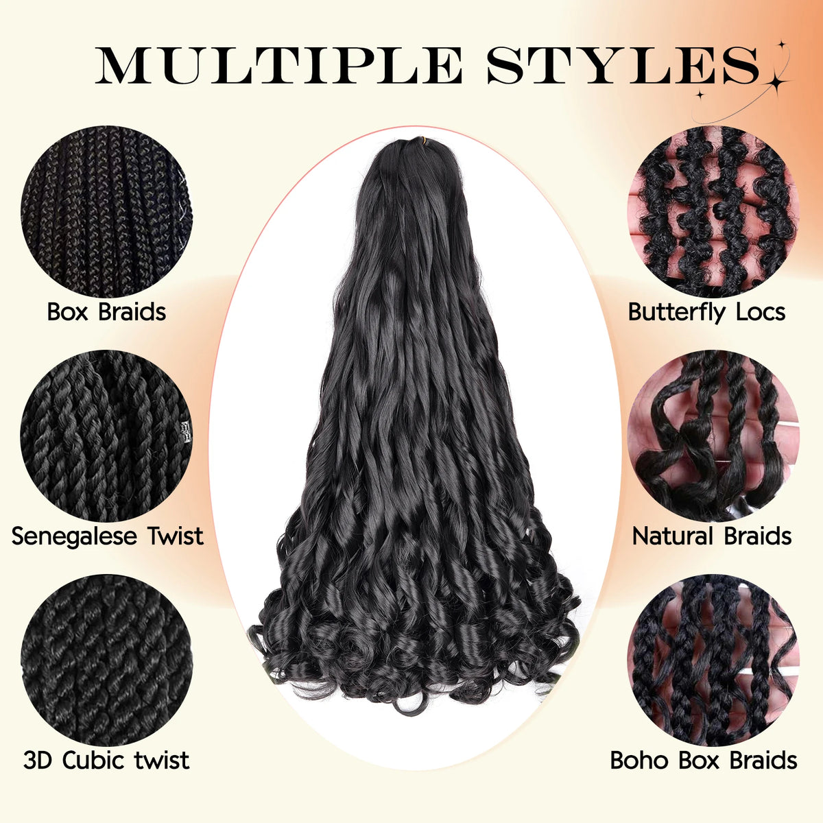 French Curly Braiding Hair 16Inch Synthetic Pre Stretched Loose Wavy Curl Extensions
