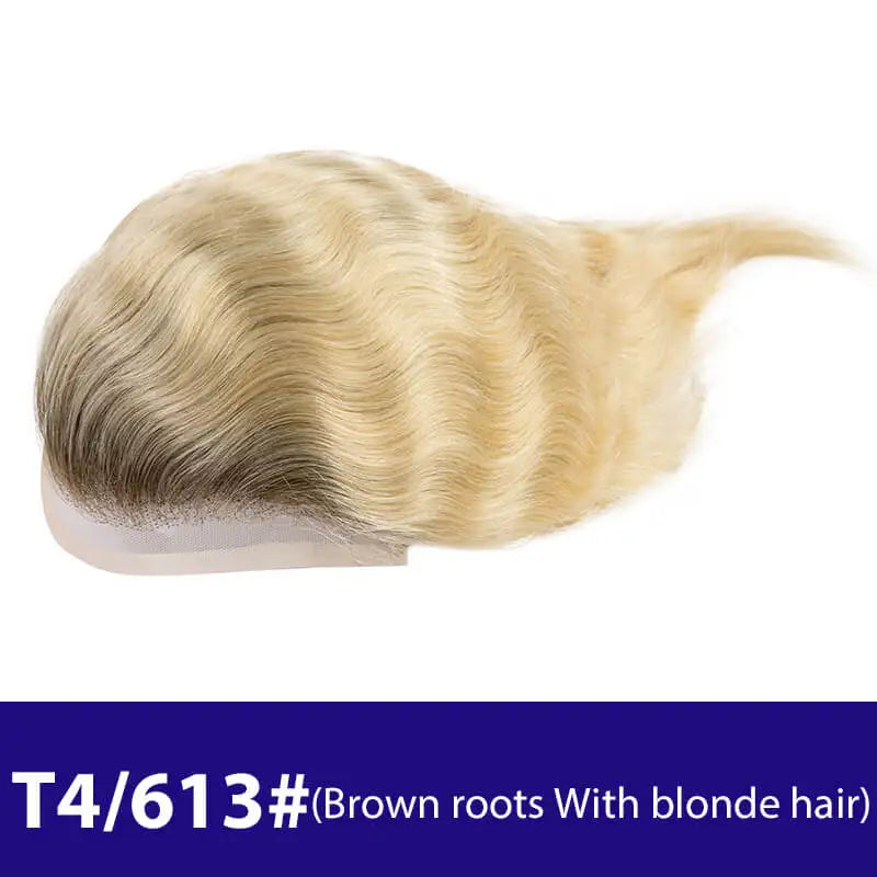 Breathable Mono Lace PU Base Hair Prosthesis Human Men's Wig Systems Natural