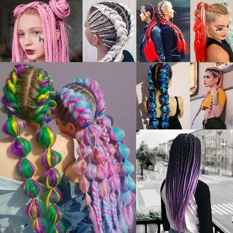 Synthetic 24Inch Jumbo Braids Hair Extension Afro Ombre Color Box Yaki Straight