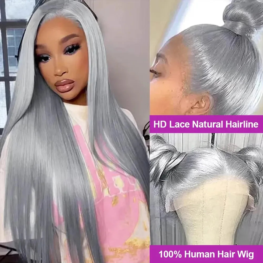 Midnight Blue Wig Long Straight Lace Fornt, 13x4 HD Glueless Synthetic Blend
