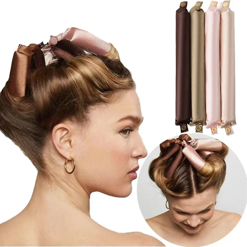 Heatless Hair Curlers Satin Curling Rod Headband No Heat Silk Curls Lazy