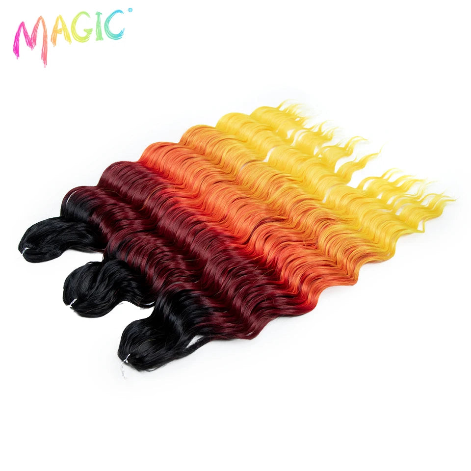 Water Wave Braiding Hair Extensions Ombre Blonde Deep Afro Curl Twist Crochet