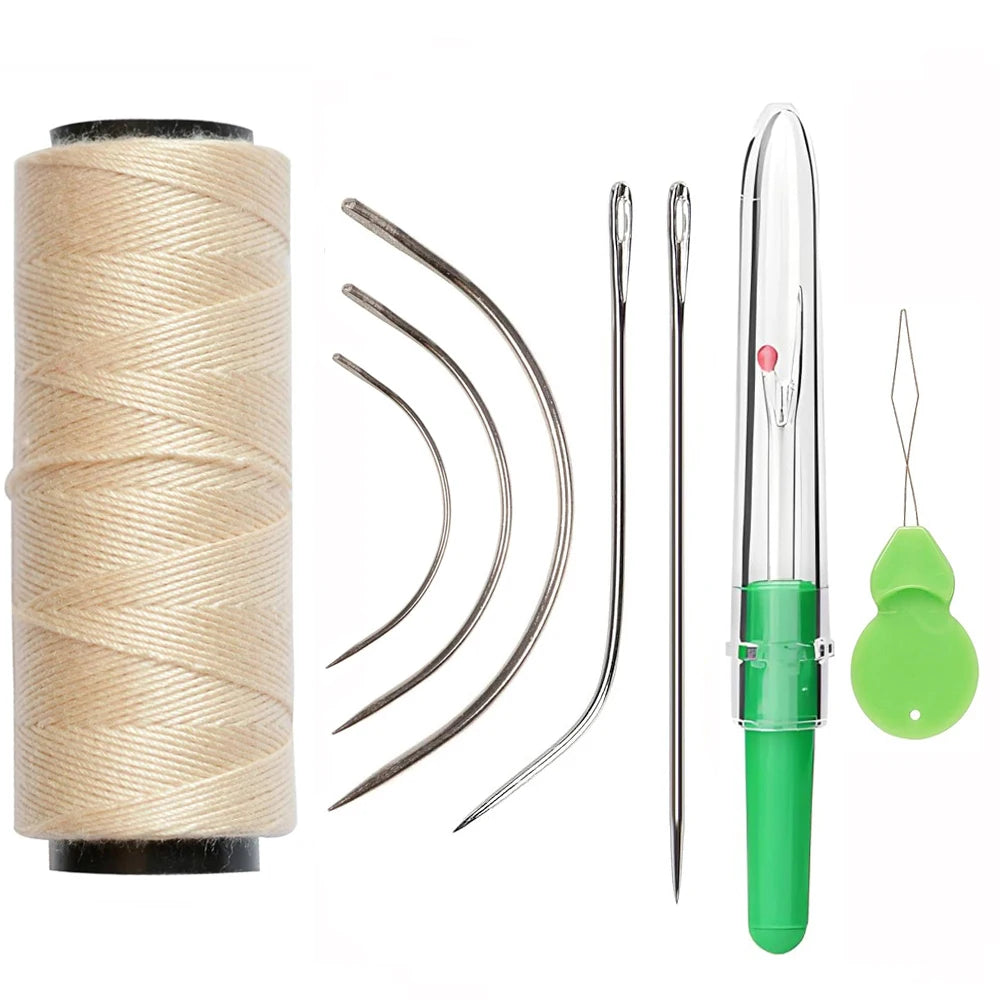 Black Brown Beige Needle Thread Hair Extensions Weave Sewing Threads C Shape