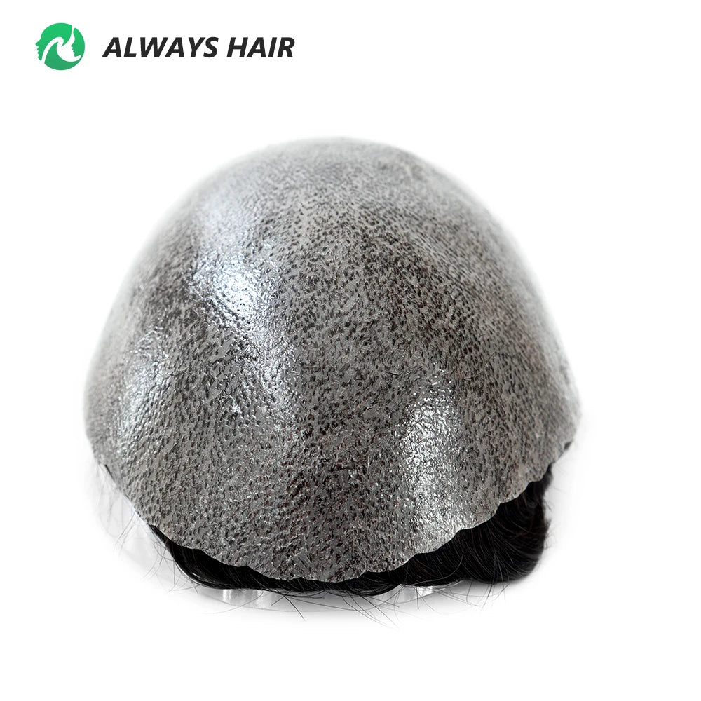 Men's Skin Base Toupee, Capillary Prosthesis, 130% Density, 0.12-0.14mm