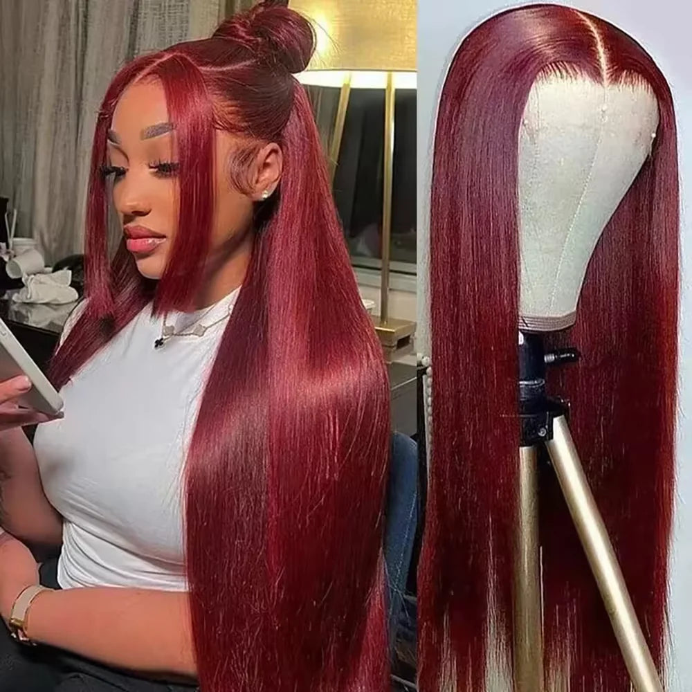 Burgundy Glueless Wigs Human Hair 99J HD Lace Vietnamese Super Double Drown