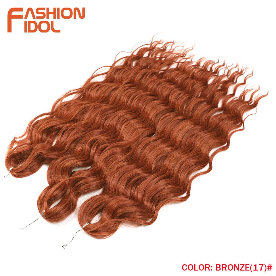 Loose Deep Wave Synthetic Braiding Hair Extensions - 24 Inch Water Wave, Ombre Blonde Twist Crochet