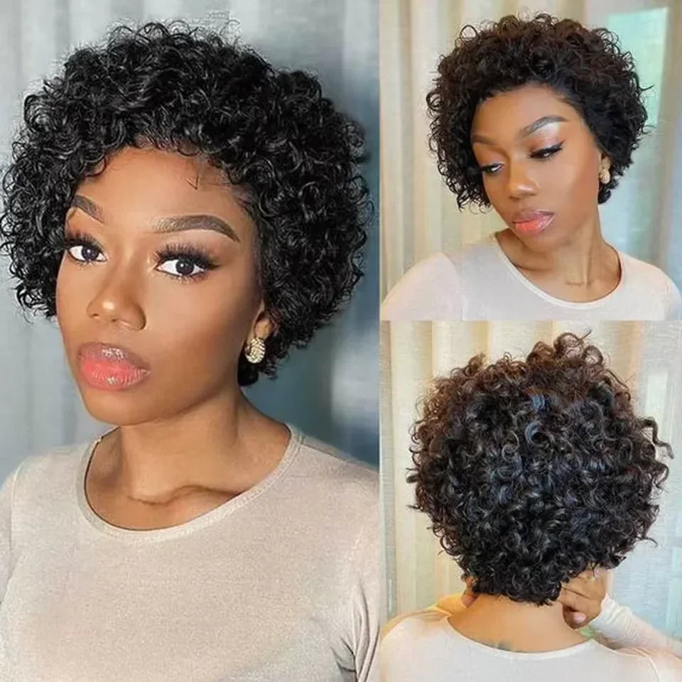 Pixie Cut Wig Transparent Lace Front Human Hair Short Curly Bob Brazilian
