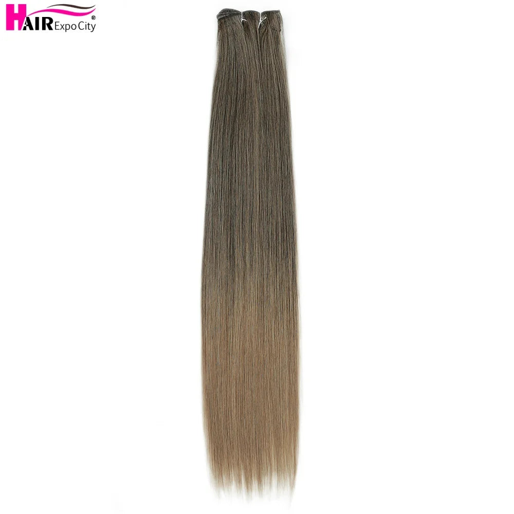 Bone Straight Synthetic Hair Bundles Ombre Blonde Weft Super Long Weave Extensions