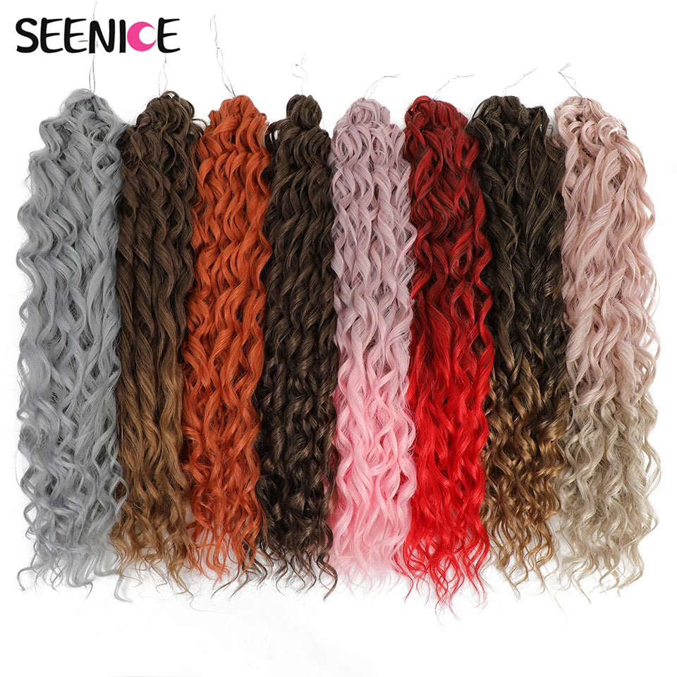 Synthetic Hair Deep Wave Twist Crochet Braid Afro Curl Ombre Blonde Pink