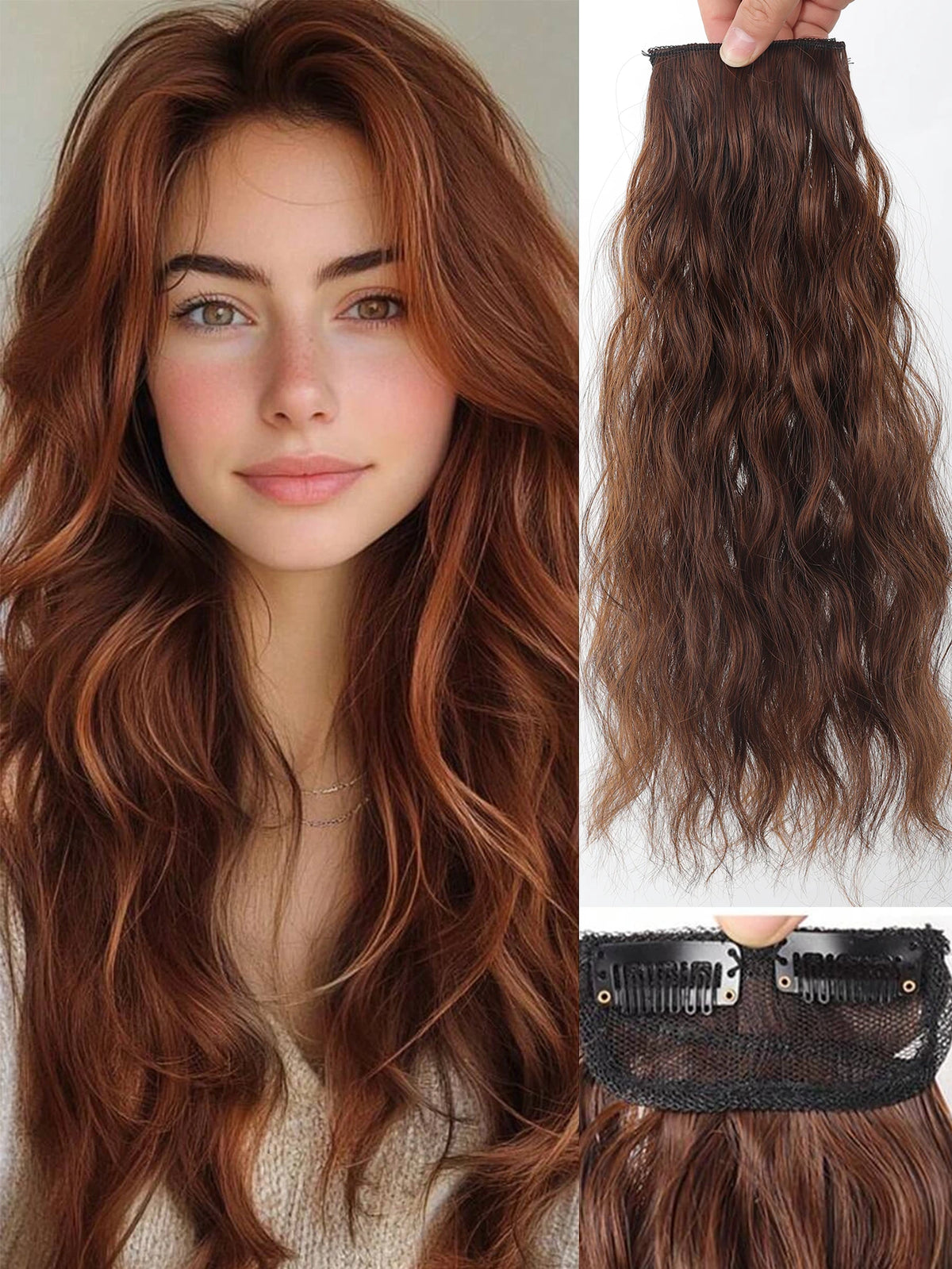 Water Wave Extensions Clip in Hair Invisible Synthetic Wig Piece Suitable Thinning
