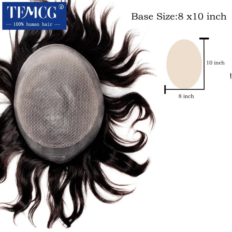 Toupee Diamond Lace Base Injected PU Around Wig Natural Human Hair Prosthesis