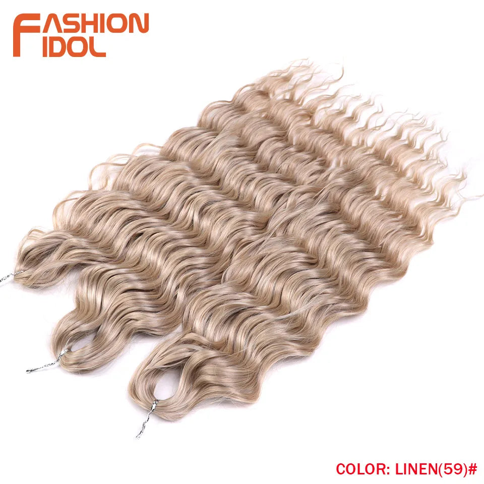 Loose Deep Wave Synthetic Braiding Hair Extensions - 24 Inch Water Wave, Ombre Blonde Twist Crochet