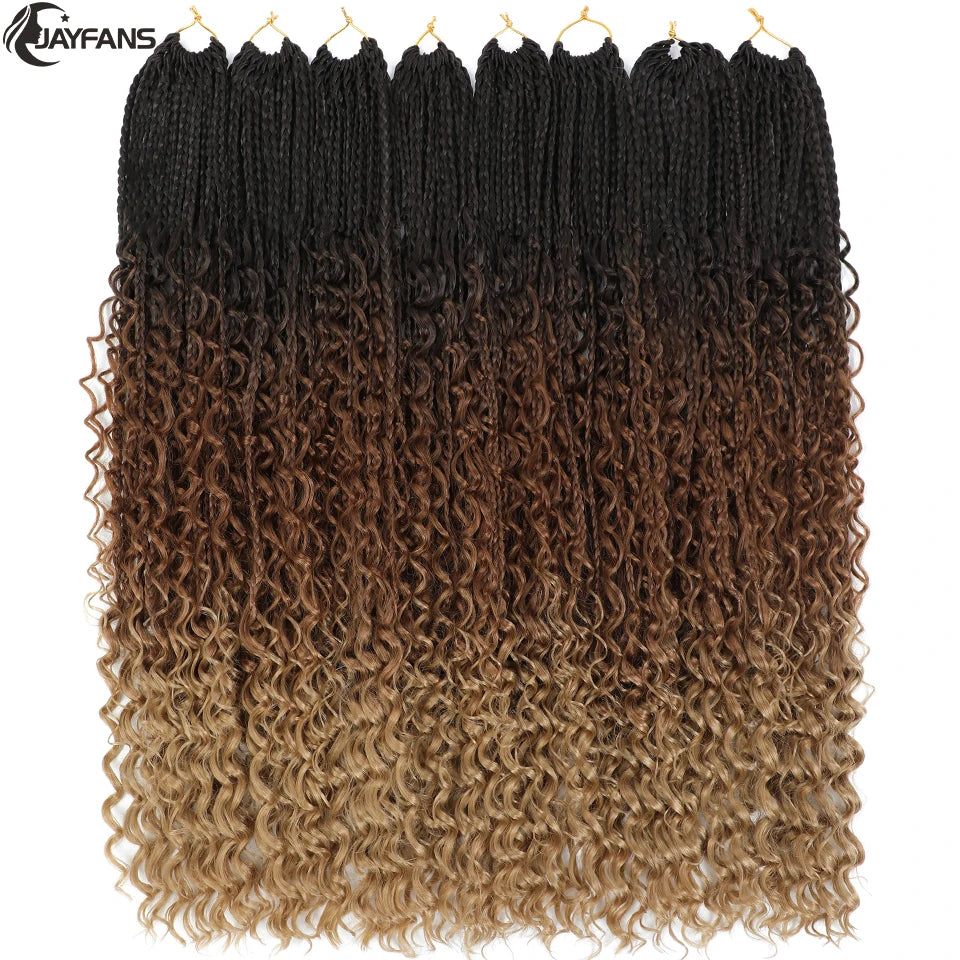 Boho Box Braids Crochet Synthetic Hair Goddess Curly Ends Bohomian