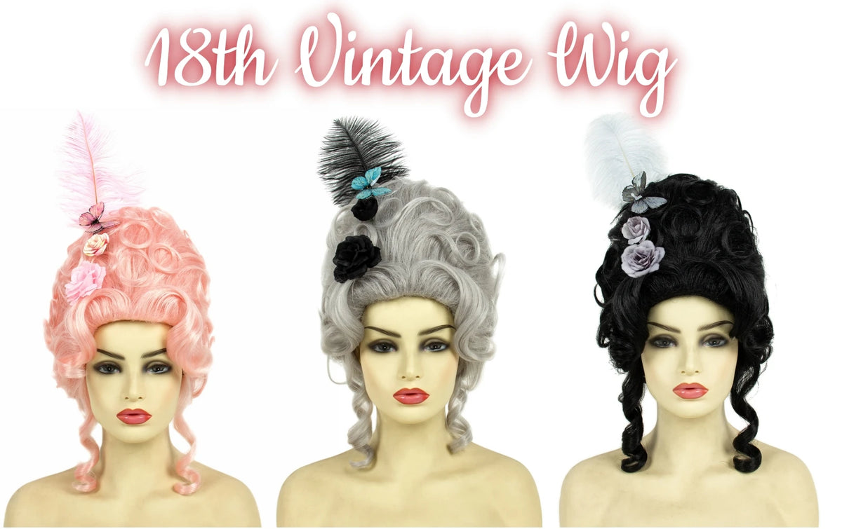 Victorian Rococo Costume Cosplay Wig, 18th Century Baroque Beehive Curly Synthetic Wig
