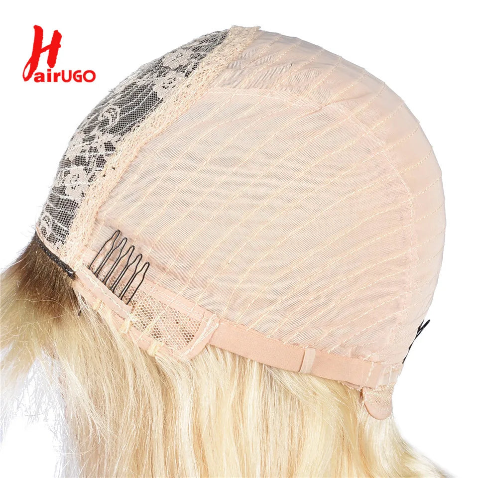 T1b/613 Dark Root Bob Wig Omber Blonde Full Machine Made Remy Short