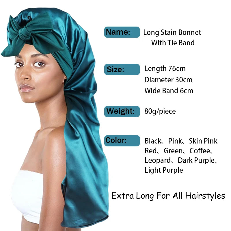 Soft Silky Long Satin Bonnet Natural Hair Curly Extra Large Size Cap