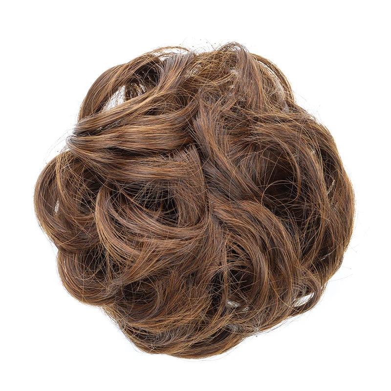 Synthetic Messy Bun Chignon Donut Hair Piece - Blonde Brown, Elastic Scrunchie Bun Pad