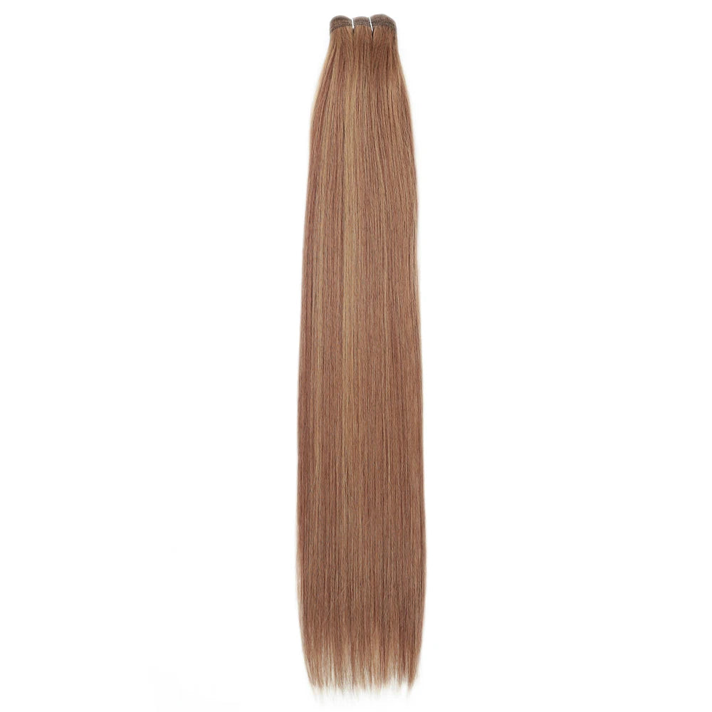 Bone Straight Synthetic Hair Bundles Ombre Blonde Weft Super Long Weave Extensions