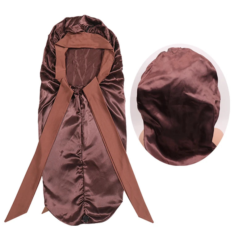 Soft Silky Long Satin Bonnet Natural Hair Curly Extra Large Size Cap