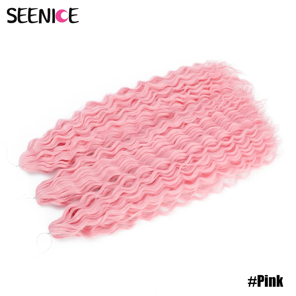 African Curls Synthetic Water Wave Twist Crochet Braiding Hair, Afro Curl, Ombre Blonde Pink Deep Wave