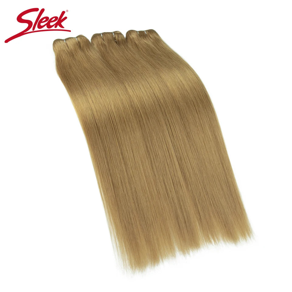 Sleek Peruvian Straight Human Hair Double Drawn Natural Weave Bundles Brown Remy