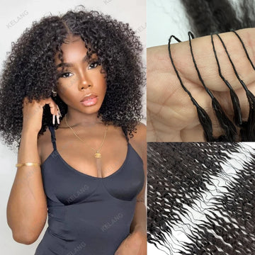 Crochet Human Hair Knotless Preseparated Tight Kinky Curly Deep String Prelooped Feather