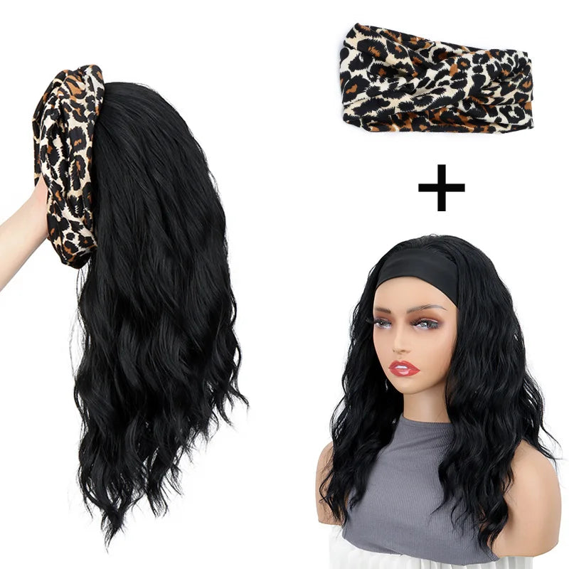 Headband Synthetic Wigs Short Curly Brown Highlight Golden Headband Wigs Daily Cosplay Heat Resistant