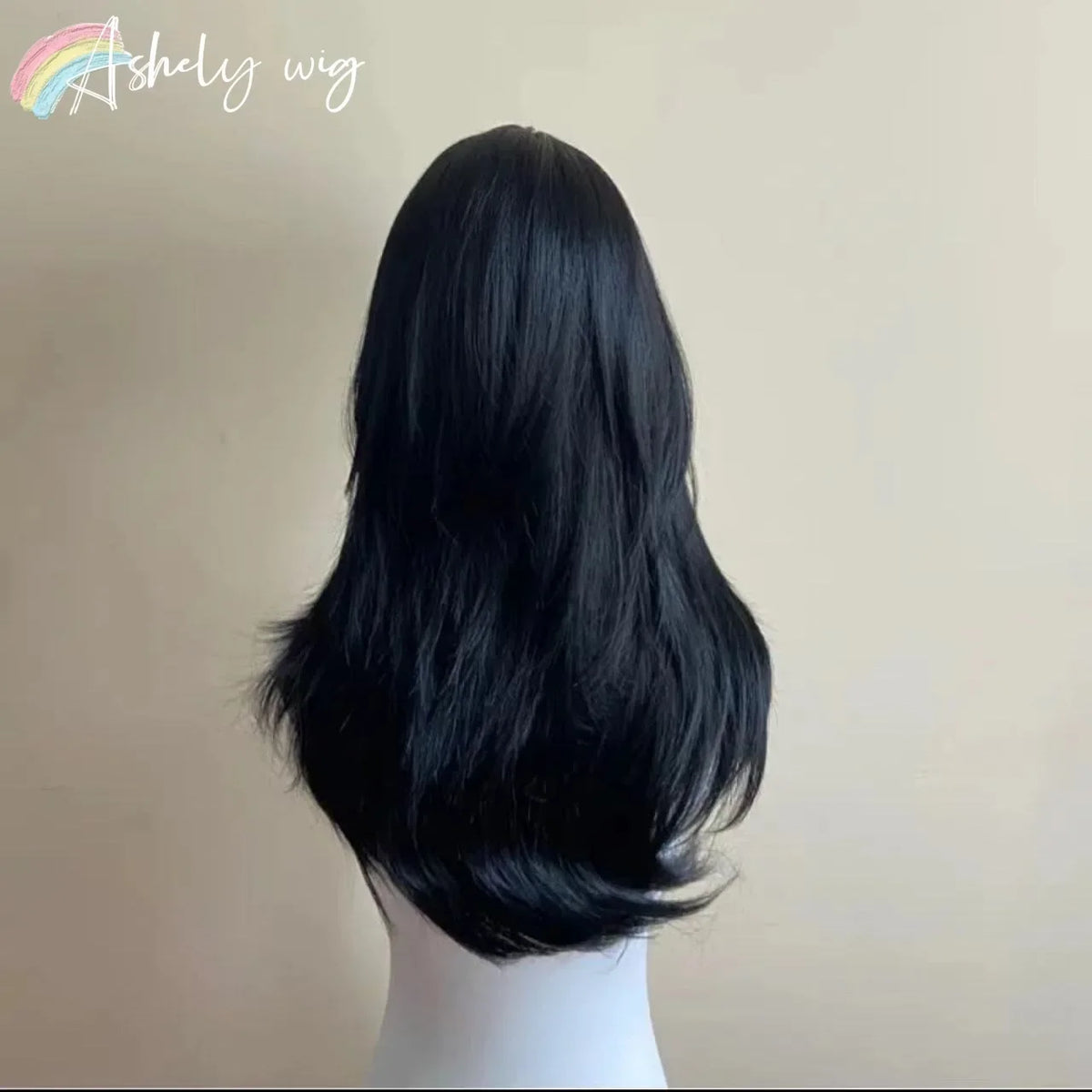 Black Synthetic Headband Wig Body Wavy French Bangs High Quality Simulation Hair