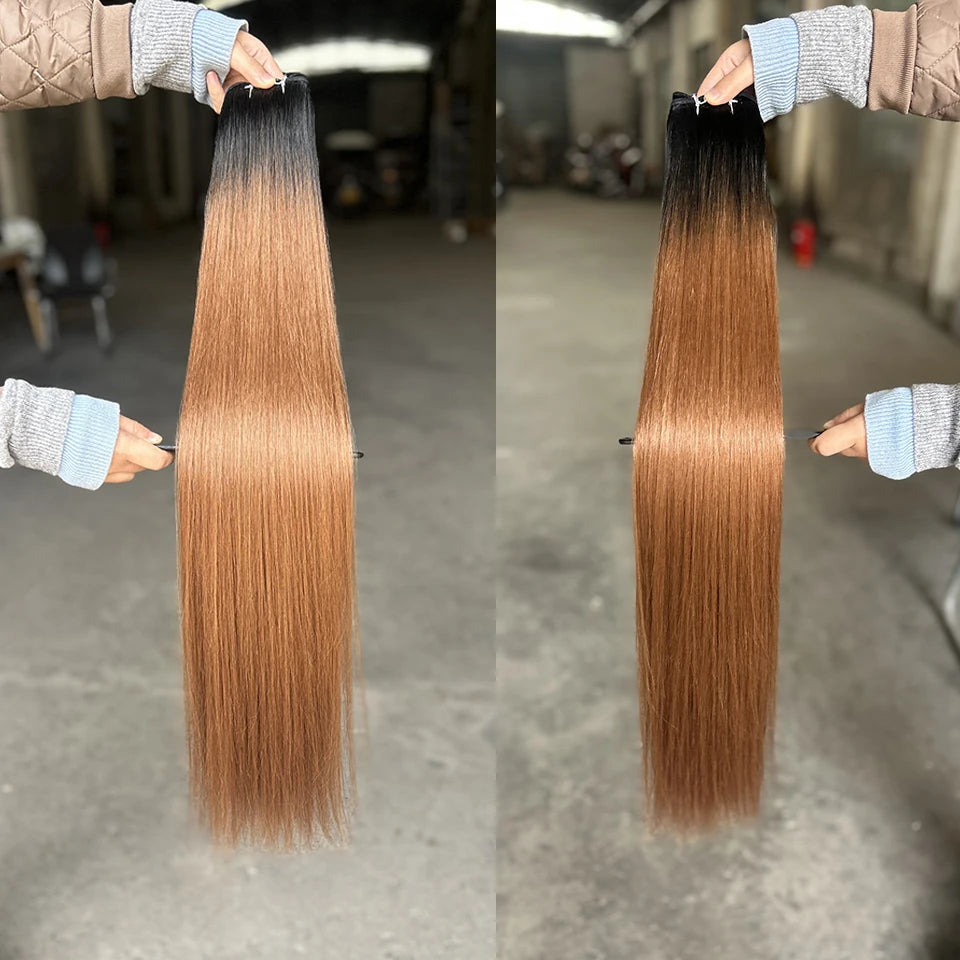 Orange Bone Straight Hair Bundles 24-32 Natural Weaving Bio Synthetic Bug Fancy