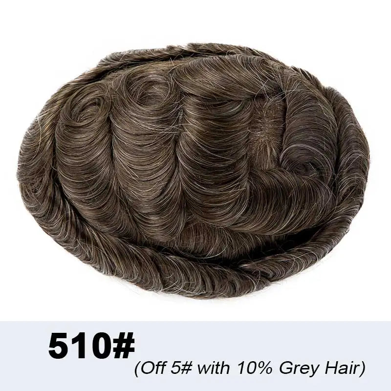 Pre-Styled Skin Toupee for Men, Knotless Hair System, Pre-Cut