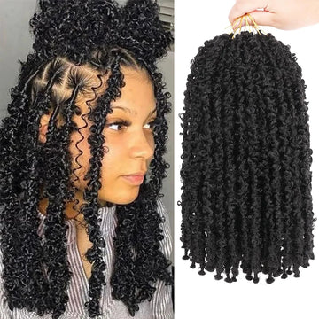 Pre-twisted Butterfly Locs Crochet Hair Short Bob Distressed Braids 1/6/8 Packs Synthetic