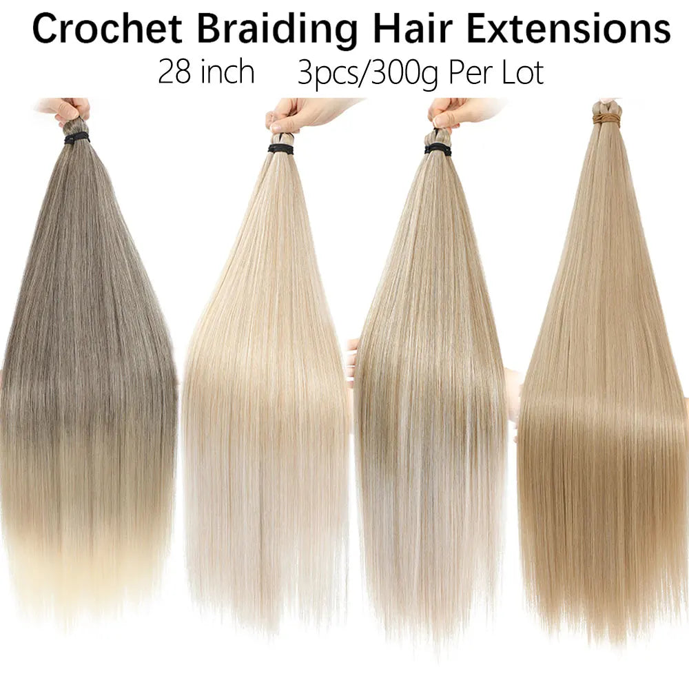 Straight Pony Hair Bundles Crochet Braids Synthetic Braiding Soft Extensions