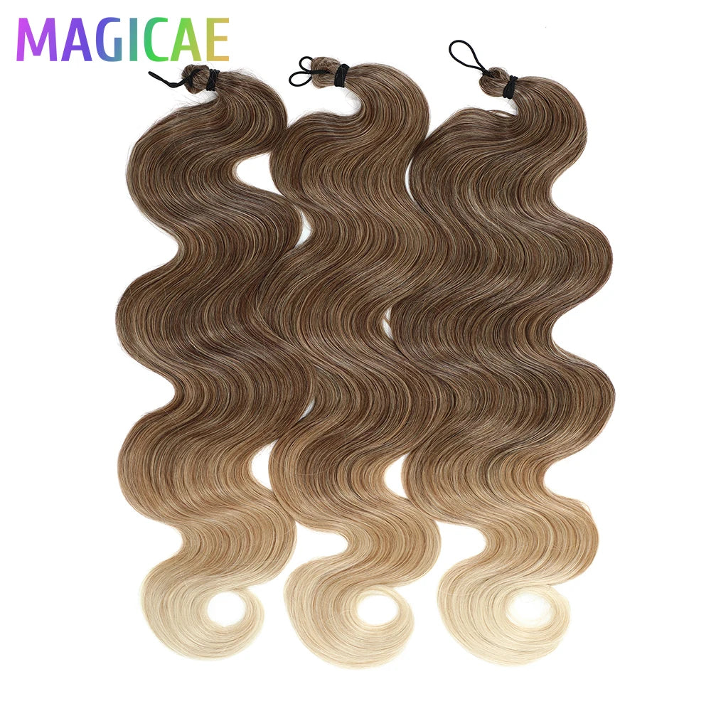 300G 26Inch Ombre Grey Crochet Braids Body Wave Light Brown Highlight Sp4/27/613
