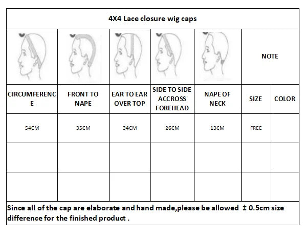 4X4 Frontal Lace Closure Wig Caps For Making Weft Wigs