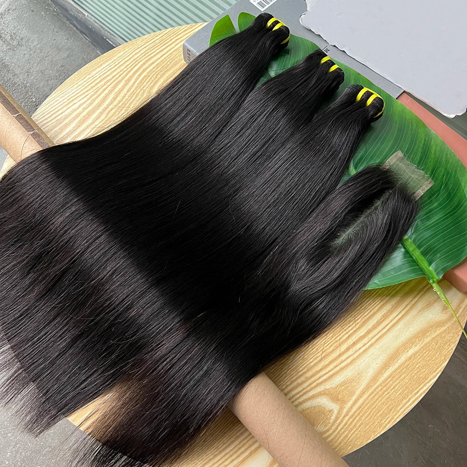 Straight Bundles 2x6 HD Invisible Lace Closure Human Hair Natural Color Vietnamese