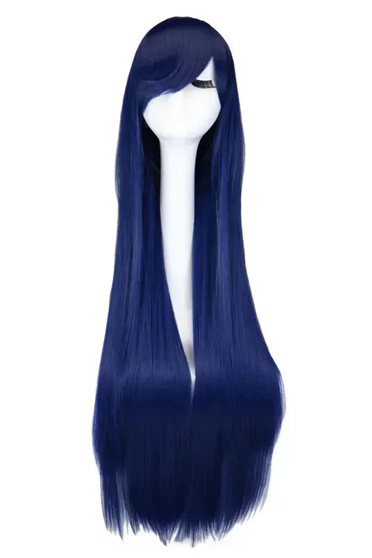 Long Straight Cosplay Wig Black Purple Red Pink Blue Dark Brown Cm