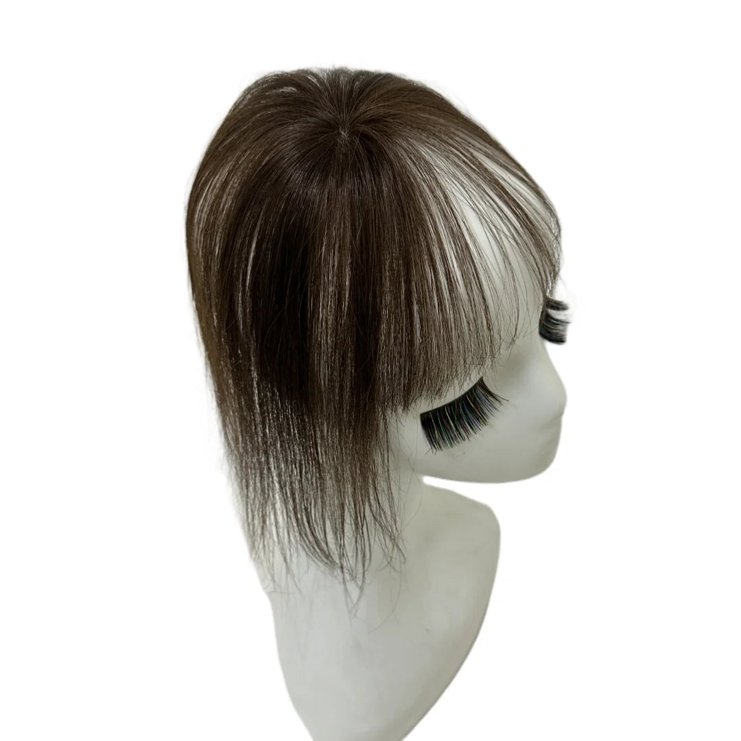 100% Human Hair Bangs Fringe Straight Toppers Wispy Natural Scalp False Loss