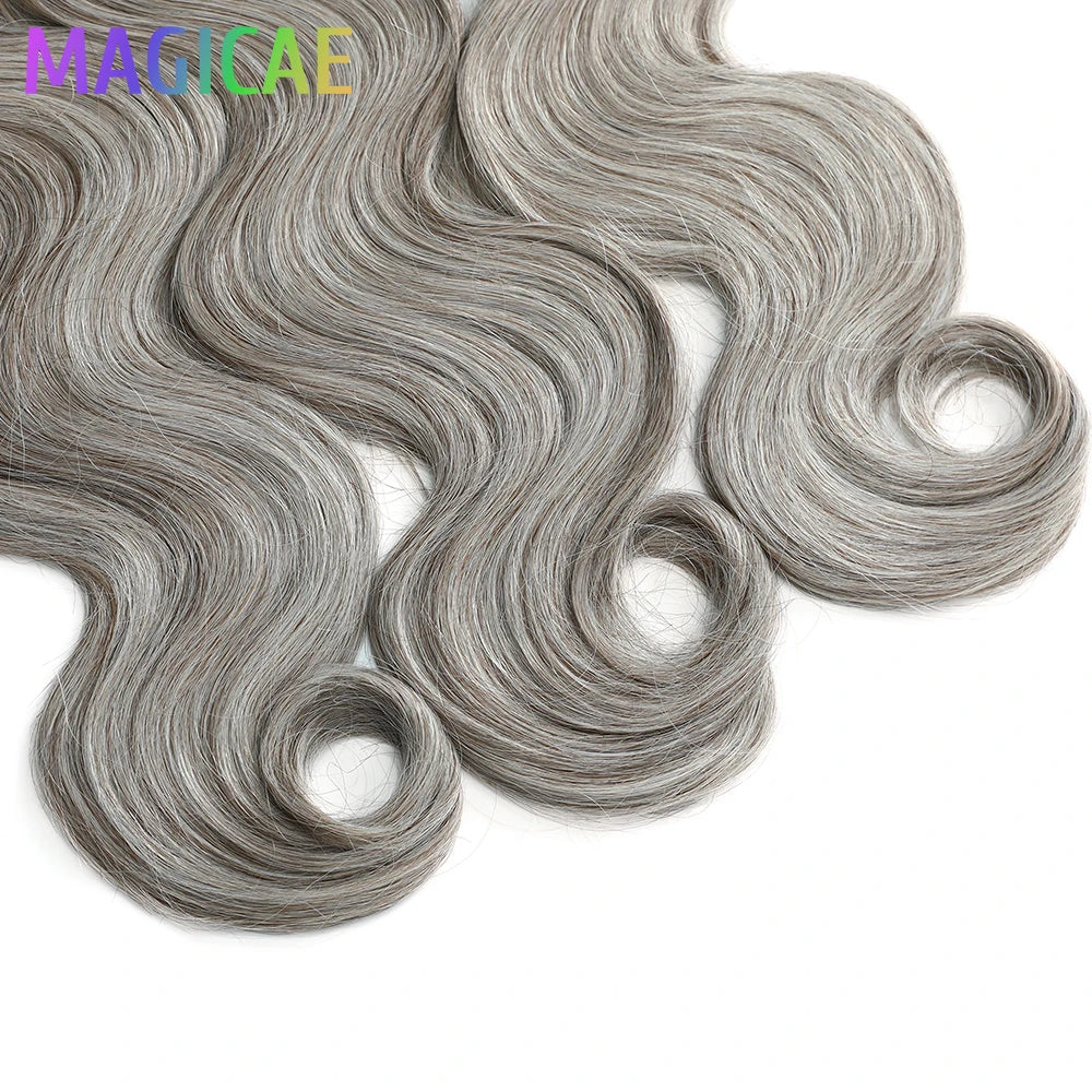300G 26Inch Ombre Grey Crochet Braids Body Wave Light Brown Highlight Sp4/27/613