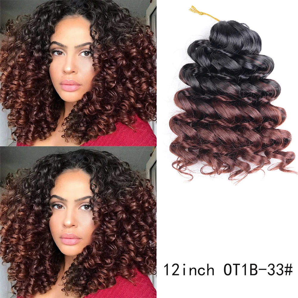 12inch Synthetic Italian Curls Braids Hair Crochet Loose Extensions Boho Deep Wave