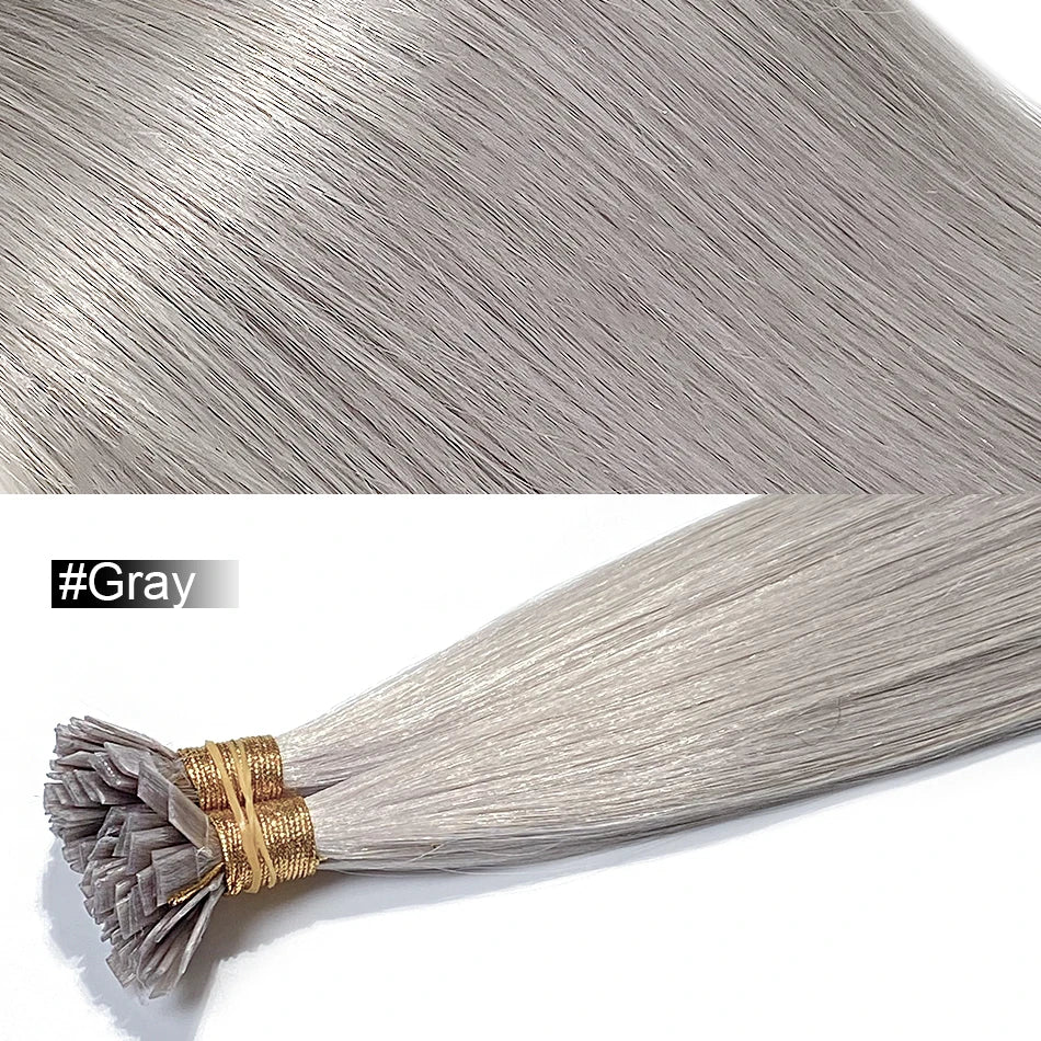 Human Hair Flat Tip Extension Remy Hair18-30inch Real Silky Straight Black Brown