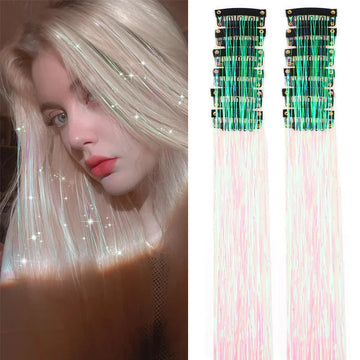 Clip-In Hair Tinsel Pack, Colorful Glitter Fairy Hair Extensions, 12 Pcs