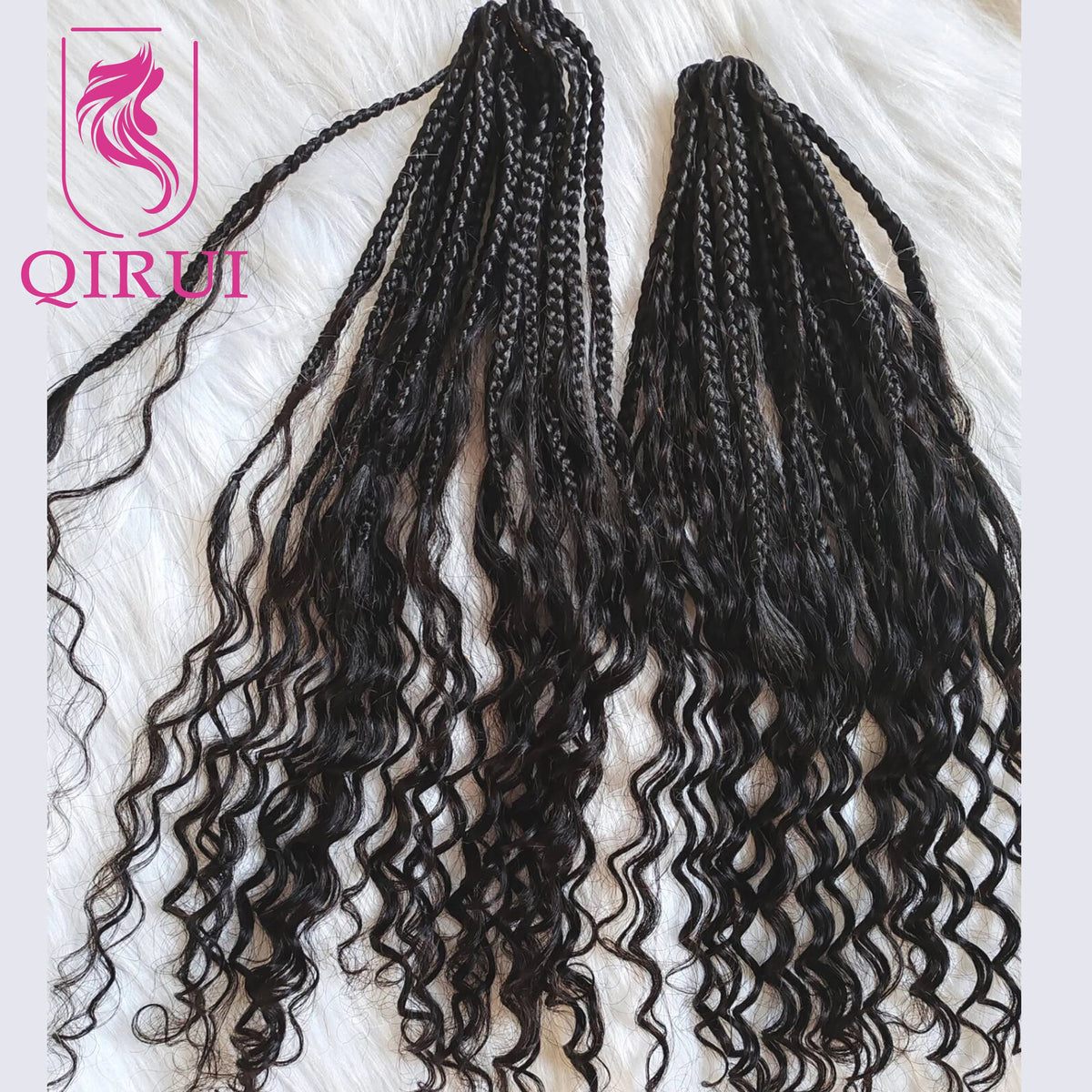 Crochet Boho Box Braids Human Hair Curls Pre Looped Curly Full Ends