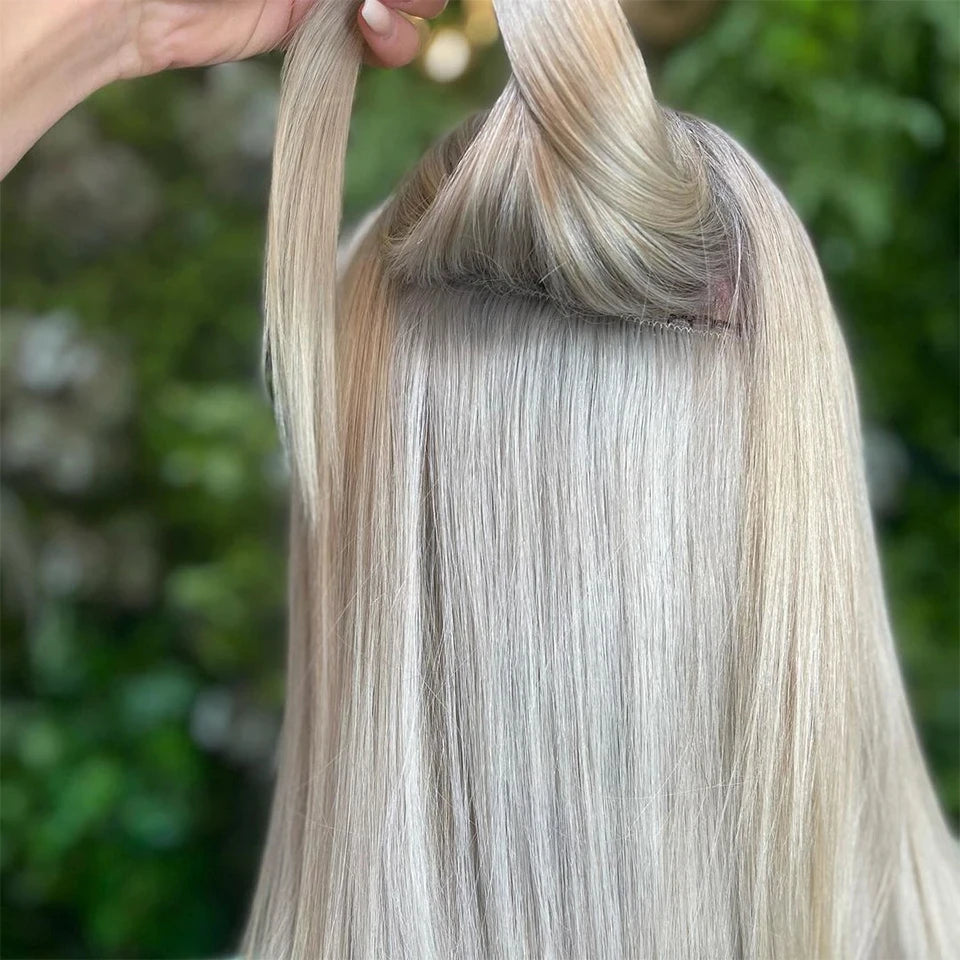 Clip in Hair Extensions Chestnut Brown Double Weft Thick 120G Silky Straight