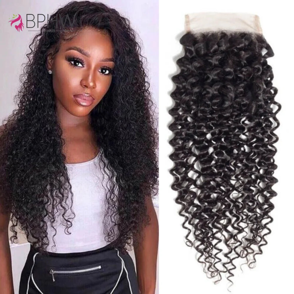 Kinky Curly Lace Frontal Closure Only, 4x4 Brazilian Remy Hair Pre Plucked