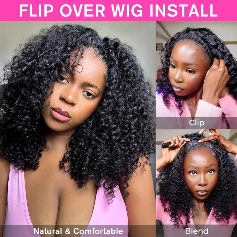 Burmese Curly Human Hair Half Wig — Glueless 3-in-1, 300% Density